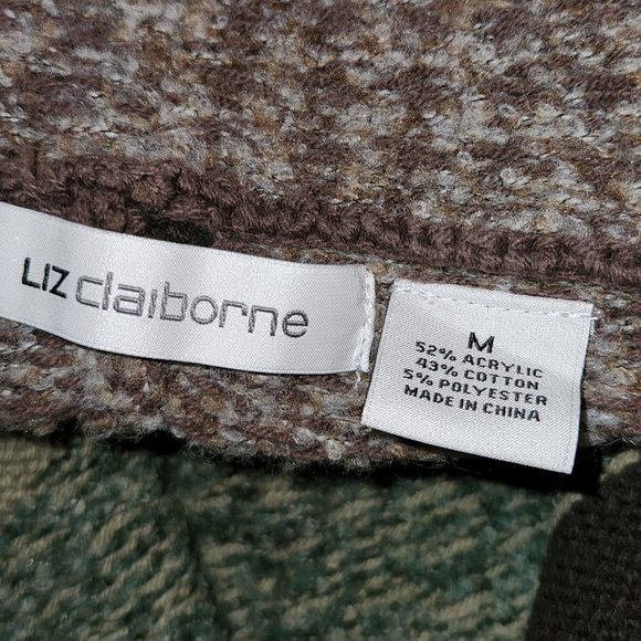 Liz Claiborne Open Cardigan Sweater Striped Size Medium - Picture 8 of 8